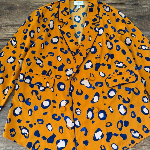 3.1 PHILLIP LIM Target Orange and Blue Leopard Print Patterned Blazer Sz XL NWOT - Picture 5 of 16